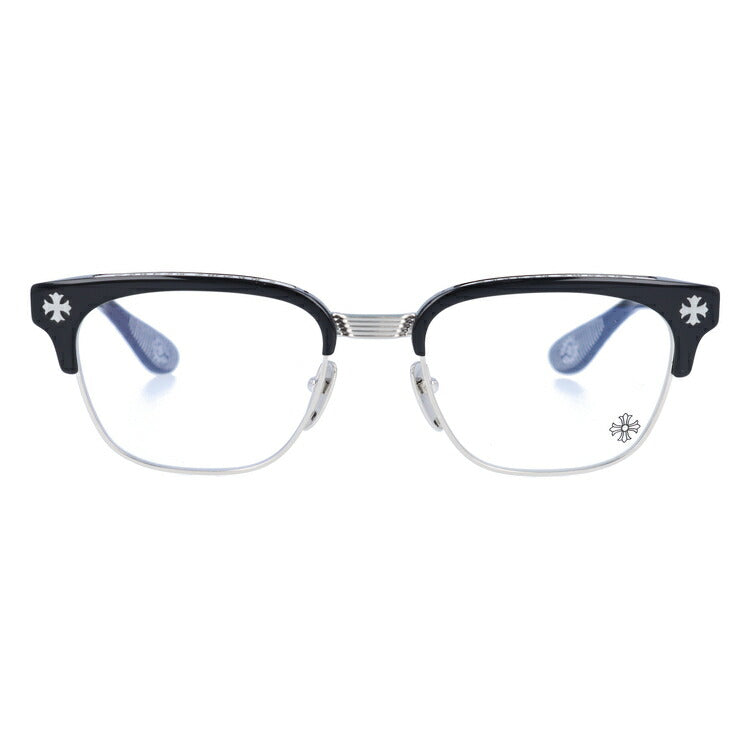 クロムハーツ メガネ 度付き 度なし 伊達メガネ 眼鏡 メガネフレーム CHROME HEARTS BONENNOISSEUR II BK/BS 53サイズ ブロー型 CHクロス CHプラス ユニセックス メンズ レディース 紫外線 UVカット ラッピング無料