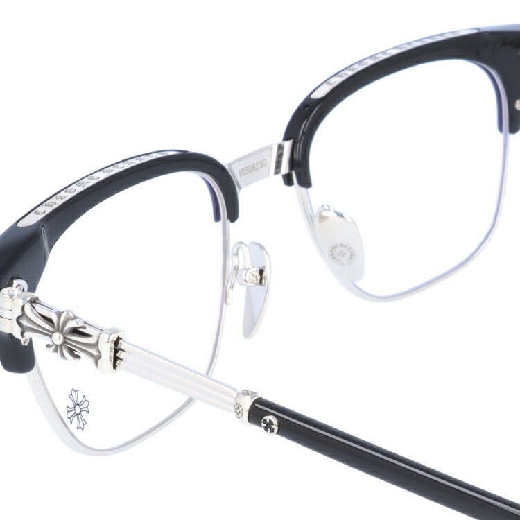 クロムハーツ メガネ 度付き 度なし 伊達メガネ 眼鏡 メガネフレーム CHROME HEARTS BONENNOISSEUR II BK/BS 53サイズ ブロー型 CHクロス CHプラス ユニセックス メンズ レディース 紫外線 UVカット ラッピング無料