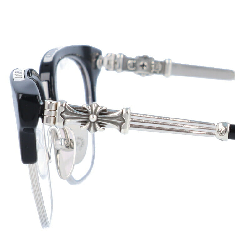 クロムハーツ メガネ 度付き 度なし 伊達メガネ 眼鏡 メガネフレーム CHROME HEARTS BONENNOISSEUR II BK/BS 53サイズ ブロー型 CHクロス CHプラス ユニセックス メンズ レディース 紫外線 UVカット ラッピング無料