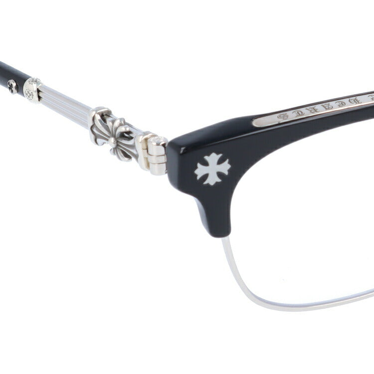 クロムハーツ メガネ 度付き 度なし 伊達メガネ 眼鏡 メガネフレーム CHROME HEARTS BONENNOISSEUR II BK/BS 53サイズ ブロー型 CHクロス CHプラス ユニセックス メンズ レディース 紫外線 UVカット ラッピング無料
