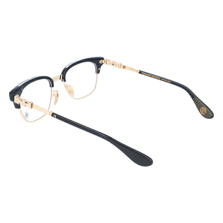 クロムハーツ メガネ 度付き 度なし 伊達メガネ 眼鏡 メガネフレーム CHROME HEARTS BONENNOISSEUR II BK/GP 53サイズ ブロー型 CHクロス CHプラス ユニセックス メンズ レディース 紫外線 UVカット ラッピング無料