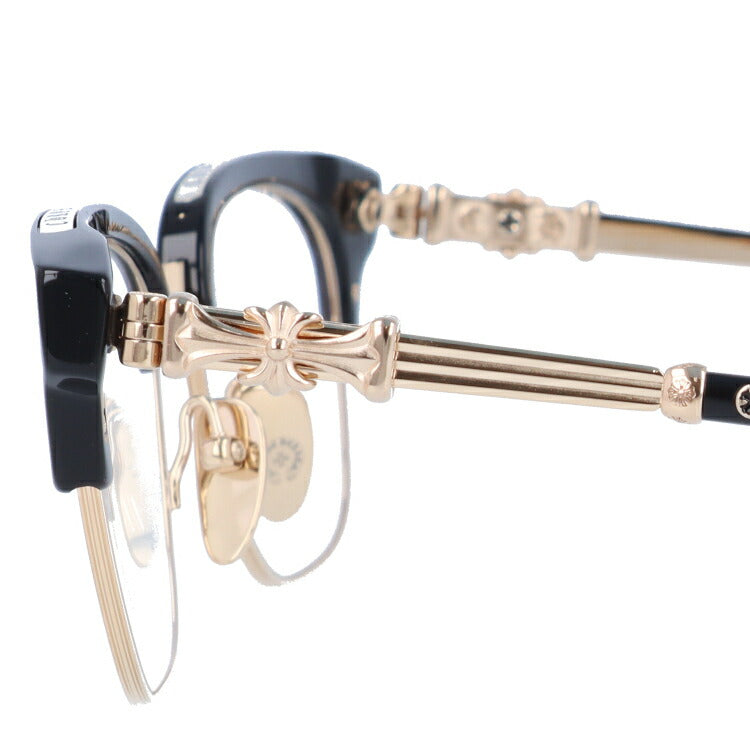 クロムハーツ メガネ 度付き 度なし 伊達メガネ 眼鏡 メガネフレーム CHROME HEARTS BONENNOISSEUR II BK/GP 53サイズ ブロー型 CHクロス CHプラス ユニセックス メンズ レディース 紫外線 UVカット ラッピング無料