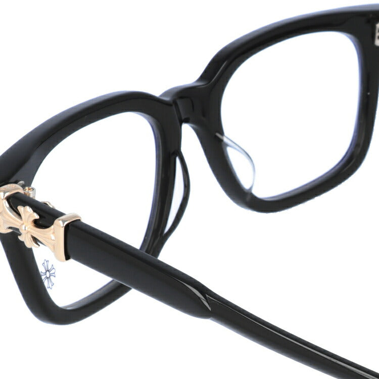クロムハーツ メガネ 度付き 度なし 伊達メガネ 眼鏡 メガネフレーム CHROME HEARTS レギュラーフィット COX UCKER BK-18KGP 52サイズ ウェリントン型 CHクロス CHプラス ユニセックス メンズ レディース 紫外線 UVカット ラッピング無料