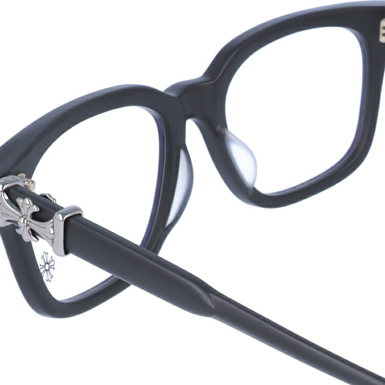 クロムハーツ メガネ 度付き 度なし 伊達メガネ 眼鏡 メガネフレーム CHROME HEARTS レギュラーフィット COX UCKER MBK 52サイズ ウェリントン型 CHクロス CHプラス ユニセックス メンズ レディース 紫外線 UVカット ラッピング無料