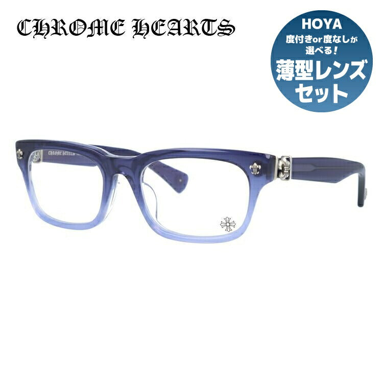 クロムハーツ メガネ 度付き 度なし 伊達メガネ 眼鏡 メガネフレーム CHROME HEARTS アジアンフィット GITTIN ANY?-A IF Indigo Fade 52サイズ ウェリントン型 日本製 BSフレア ユニセックス メンズ レディース 紫外線 UVカット ラッピング無料