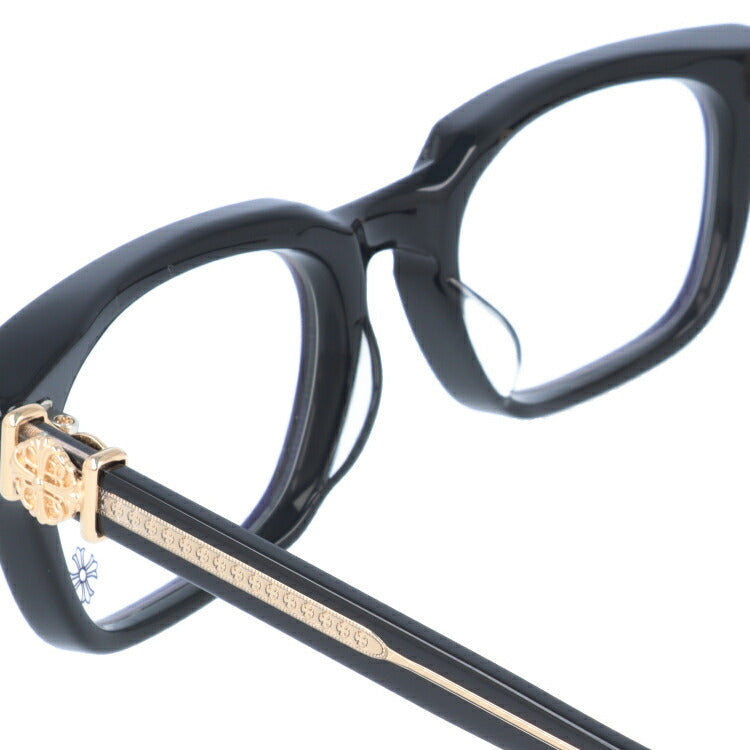 クロムハーツ メガネ 度付き 度なし 伊達メガネ 眼鏡 メガネフレーム CHROME HEARTS レギュラーフィット GRIM BK-18KGP Black-18KGP 54サイズ スクエア型 日本製 フローラル ユニセックス メンズ レディース 紫外線 UVカット ラッピング無料