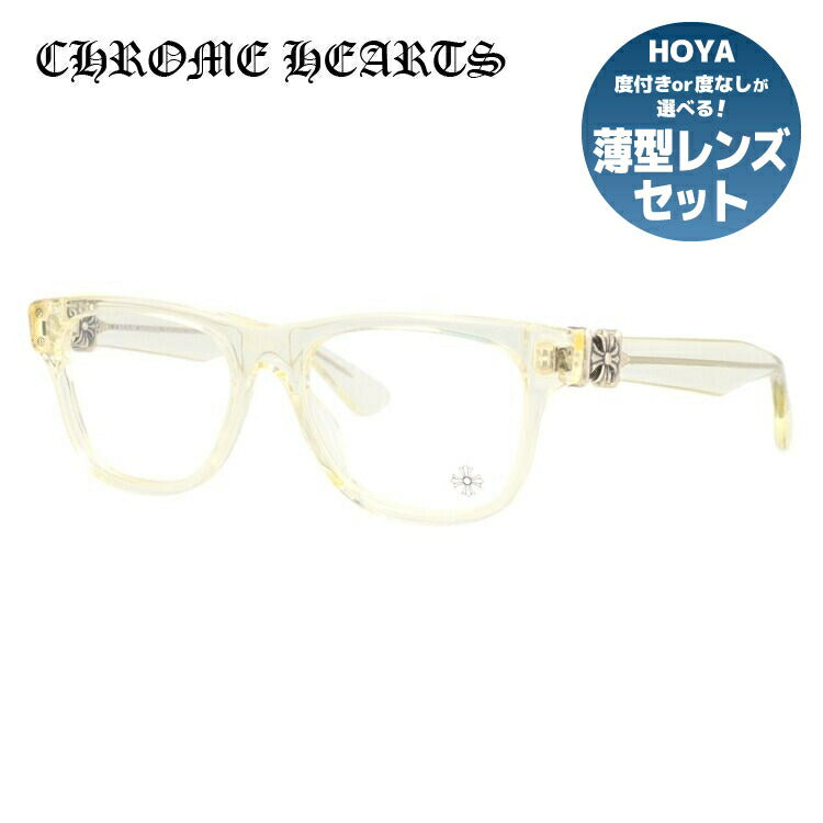 クロムハーツ メガネ 度付き 度なし 伊達メガネ 眼鏡 メガネフレーム CHROME HEARTS レギュラーフィット HARD WC Wheat Crystal 49サイズ ウェリントン型 日本製 フローラル 小麦色 ユニセックス メンズ レディース 紫外線 UVカット ラッピング無料