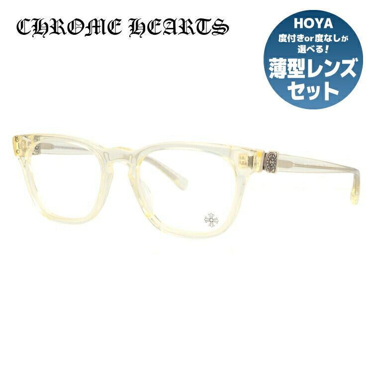 クロムハーツ メガネ 度付き 度なし 伊達メガネ 眼鏡 メガネフレーム CHROME HEARTS レギュラーフィット LOUVIN CUP 51 WC Wheat Crystal 51サイズ ウェリントン型 日本製 フローラル 小麦色 ユニセックス メンズ レディース 紫外線 UVカット ラッピング無料