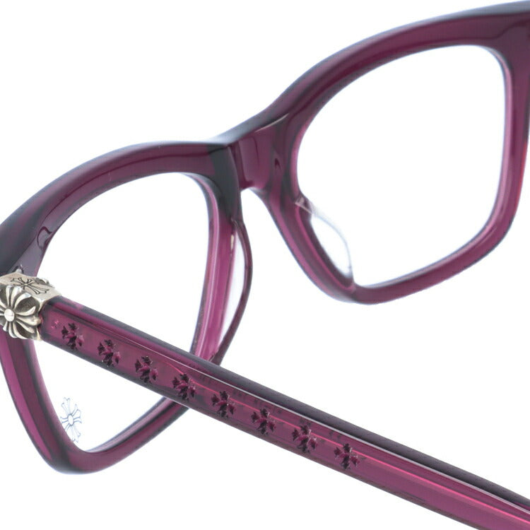 クロムハーツ メガネ 度付き 度なし 伊達メガネ 眼鏡 メガネフレーム CHROME HEARTS レギュラーフィット RESURECTUM DP Deep Purple 51サイズ ウェリントン型 日本製 フローラル ユニセックス メンズ レディース 紫外線 UVカット ラッピング無料