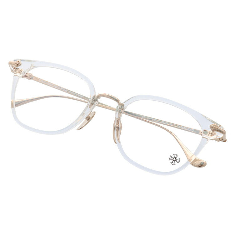 クロムハーツ メガネ 度付き 度なし 伊達メガネ 眼鏡 メガネフレーム CHROME HEARTS SHAGASS 51 CRYS/GP Crystal/Gold Plated 51サイズ ウェリントン型 日本製 フローラル ユニセックス メンズ レディース 紫外線 UVカット ラッピング無料