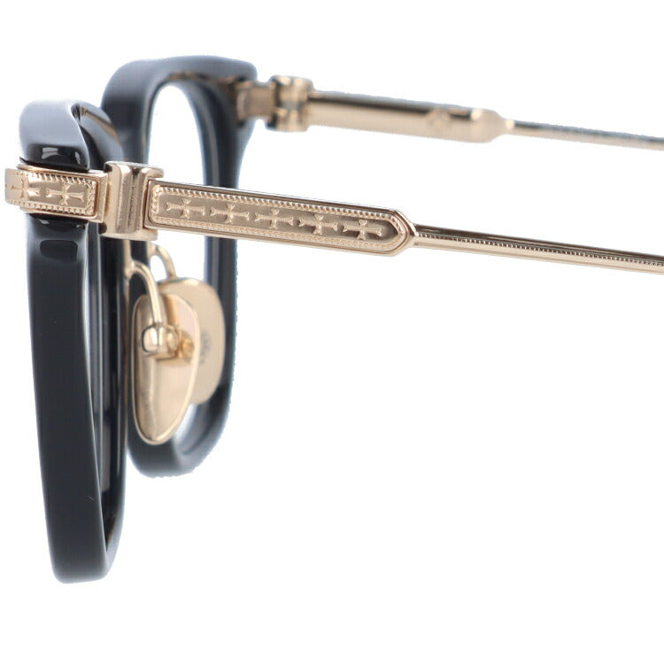 クロムハーツ メガネ 度付き 度なし 伊達メガネ 眼鏡 メガネフレーム CHROME HEARTS SLAG BK-GP Black-Gold Plated 51サイズ ウェリントン型 日本製 フローラル ユニセックス メンズ レディース 紫外線 UVカット ラッピング無料