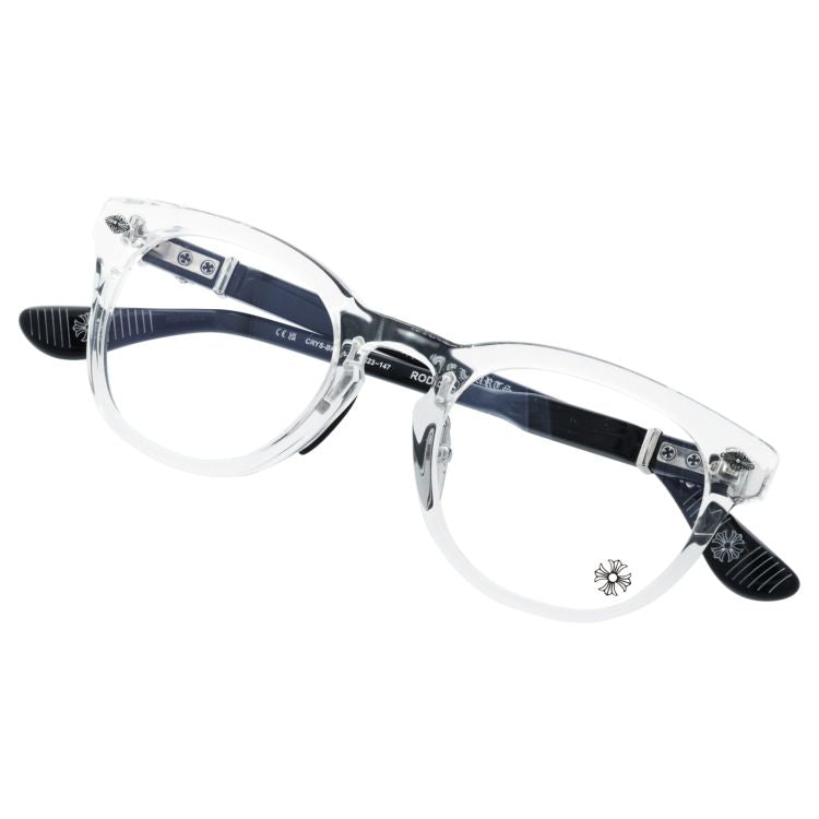 クロムハーツ メガネフレーム 伊達メガネ CHROME HEARTS RODSICLE CRYS-BK 51サイズ フローラル ボストン型 ユニセックス メンズ レディース