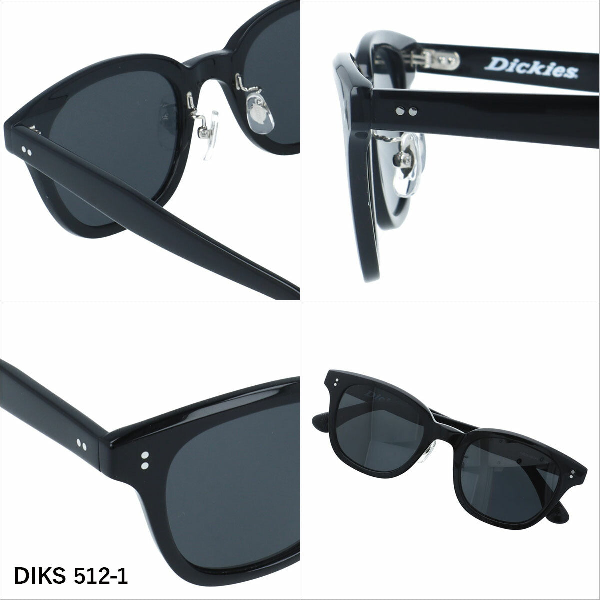 ディッキーズ サングラス 偏光サングラス アジアンフィット（フルフィット） 調整可能ノーズパッド（クリングス） Dickies DIKS 512 51サイズ 全3カラー ウェリントン型 ユニセックス メンズ レディース
