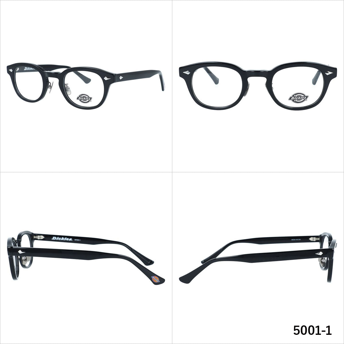 ディッキーズ メガネフレーム 伊達メガネ 調整可能ノーズパッド（クリングス） チタンパッド Dickies DKF 5001 46サイズ ウェリントン型 ユニセックス メンズ レディース