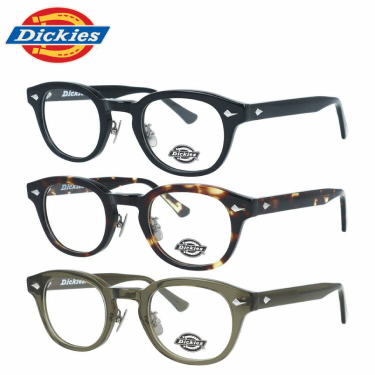 ディッキーズ メガネフレーム 伊達メガネ 調整可能ノーズパッド（クリングス） チタンパッド Dickies DKF 5001 46サイズ ウェリントン型 ユニセックス メンズ レディース