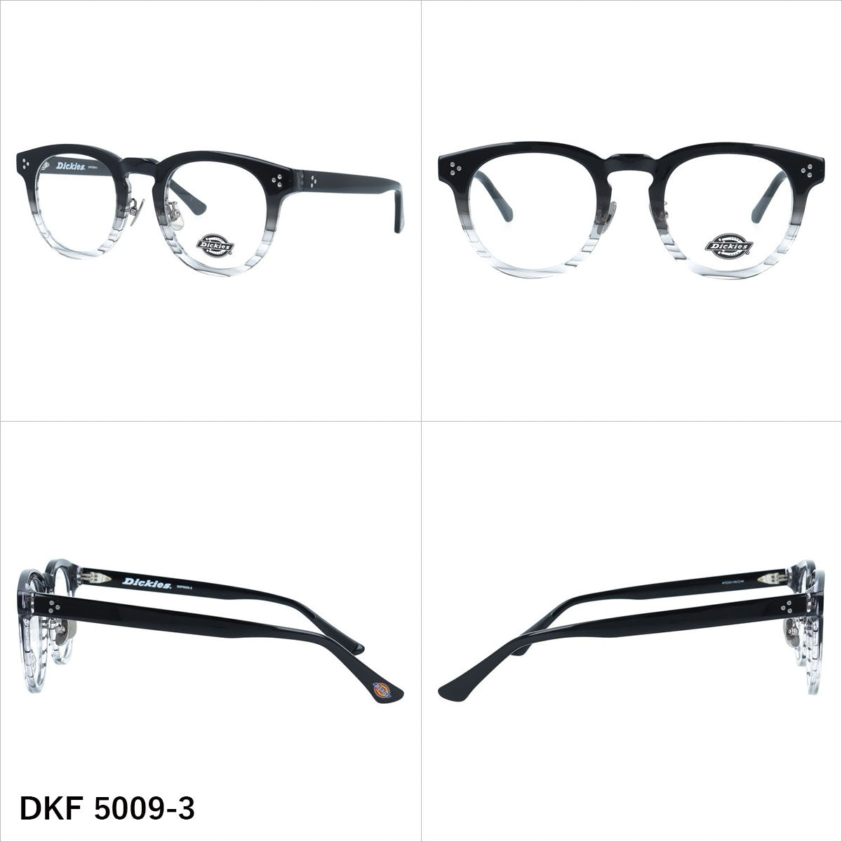 ディッキーズ メガネフレーム 伊達メガネ アジアンフィット（フルフィット） 調整可能ノーズパッド（クリングス） Dickies DKF 5009 47サイズ 全3カラー ウェリントン型 ユニセックス メンズ レディース