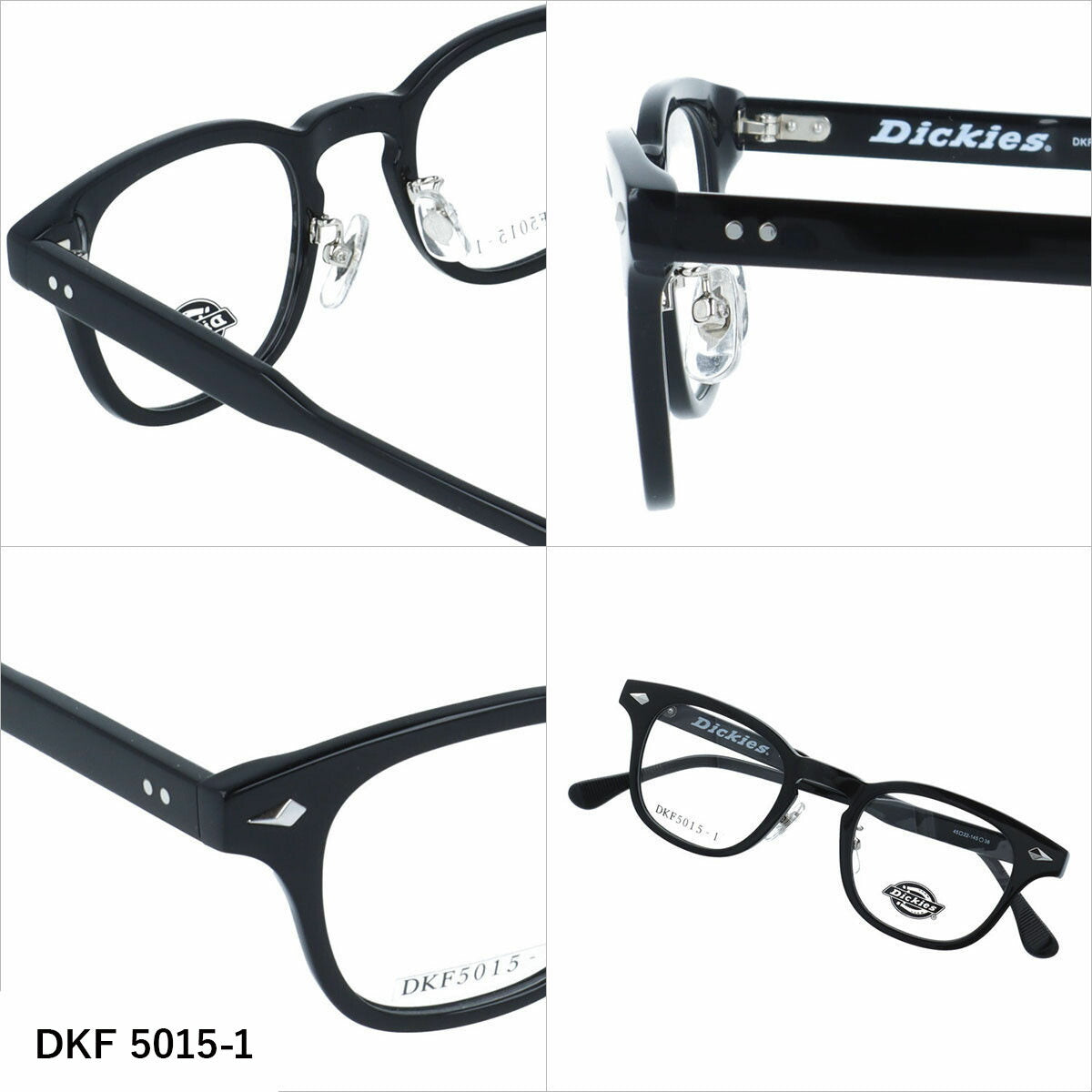 ディッキーズ メガネフレーム 伊達メガネ アジアンフィット（フルフィット） 調整可能ノーズパッド クリングス Dickies DKF 5015 45サイズ 全3カラー ウェリントン型 ユニセックス メンズ レディース