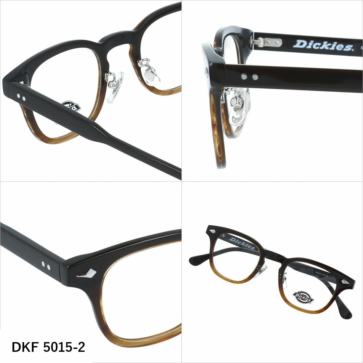ディッキーズ メガネフレーム 伊達メガネ アジアンフィット（フルフィット） 調整可能ノーズパッド クリングス Dickies DKF 5015 45サイズ 全3カラー ウェリントン型 ユニセックス メンズ レディース
