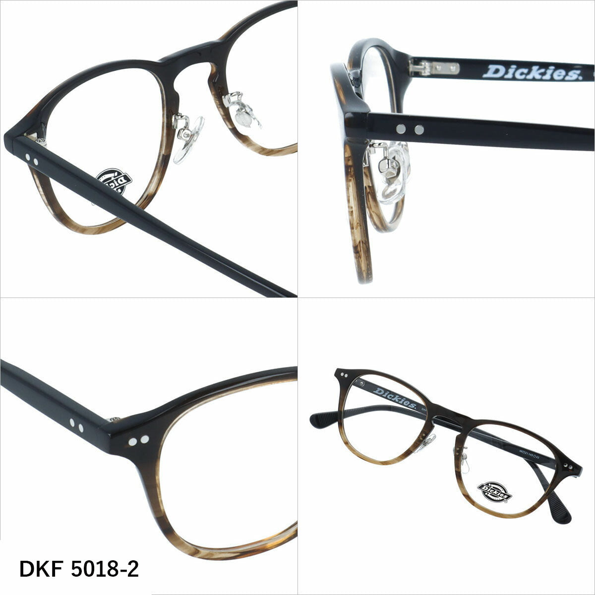 ディッキーズ メガネフレーム 伊達メガネ アジアンフィット（フルフィット） 調整可能ノーズパッド クリングス Dickies DKF 5018 48サイズ 全3カラー ウェリントン型 ユニセックス メンズ レディース