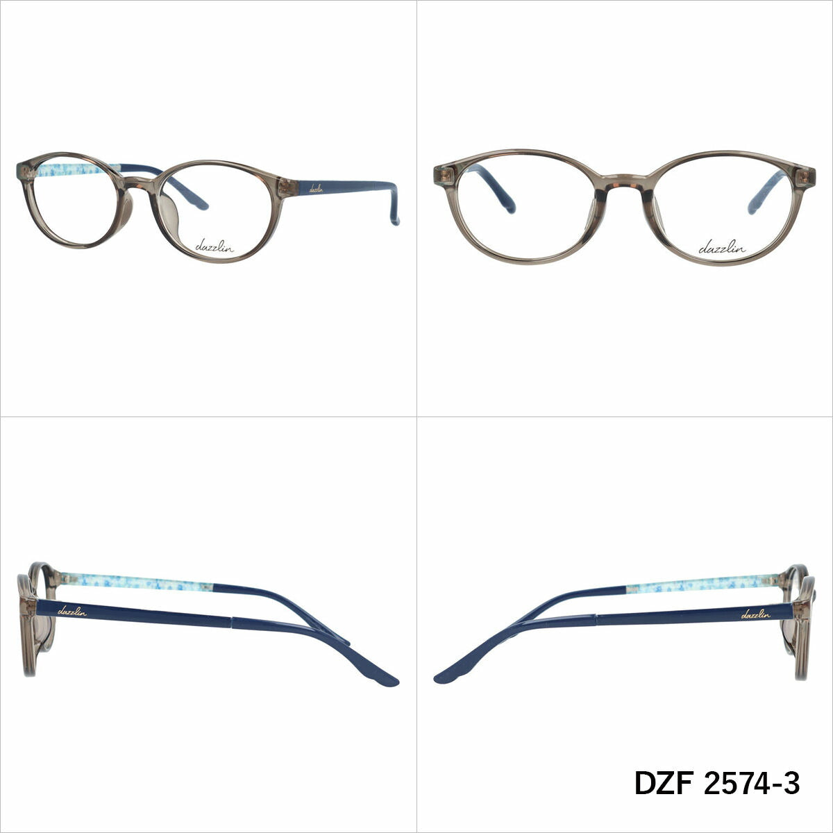 ダズリン メガネフレーム 伊達メガネ アジアンフィット dazzlin DZF 2574 49サイズ オーバル型 ユニセックス メンズ レディース