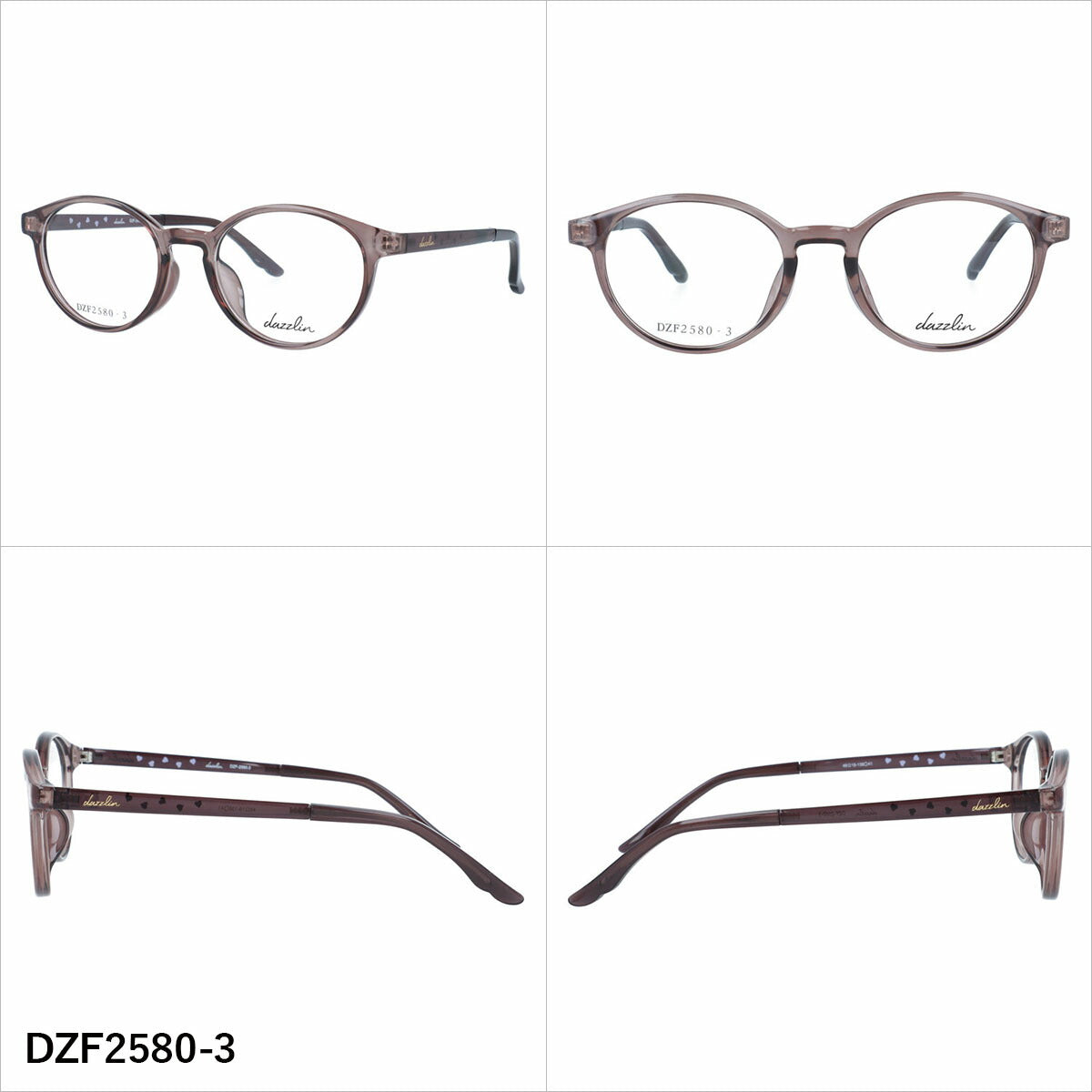 ダズリン メガネフレーム 伊達メガネ アジアンフィット dazzlin DZF2580 49サイズ 全4カラー オーバル型 ユニセックス メンズ レディース
