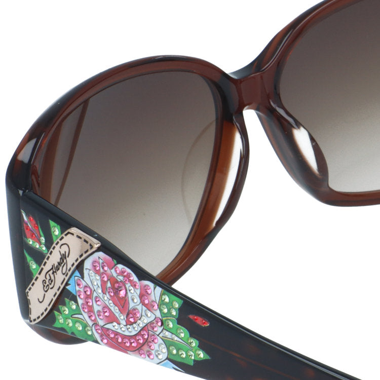 【訳あり】エドハーディー サングラス アジアンフィット Ed Hardy ROSES LONG STEM 61サイズ スクエア型 ユニセックス メンズ レディース