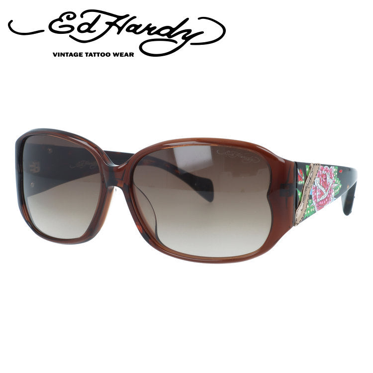 【訳あり】エドハーディー サングラス アジアンフィット Ed Hardy ROSES LONG STEM 61サイズ スクエア型 ユニセックス メンズ レディース