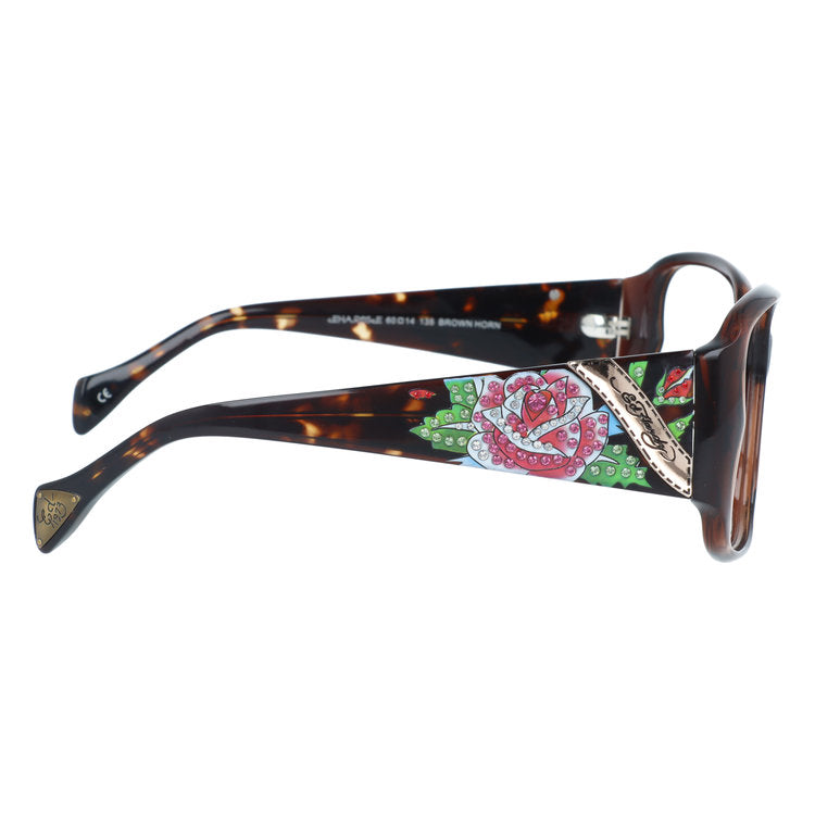 訳あり・フレームのみ エドハーディー サングラス (フレームのみ) アジアンフィット Ed Hardy ROSE BROWN HORN 60サイズ ウェリントン型 べっ甲柄 ユニセックス メンズ レディース