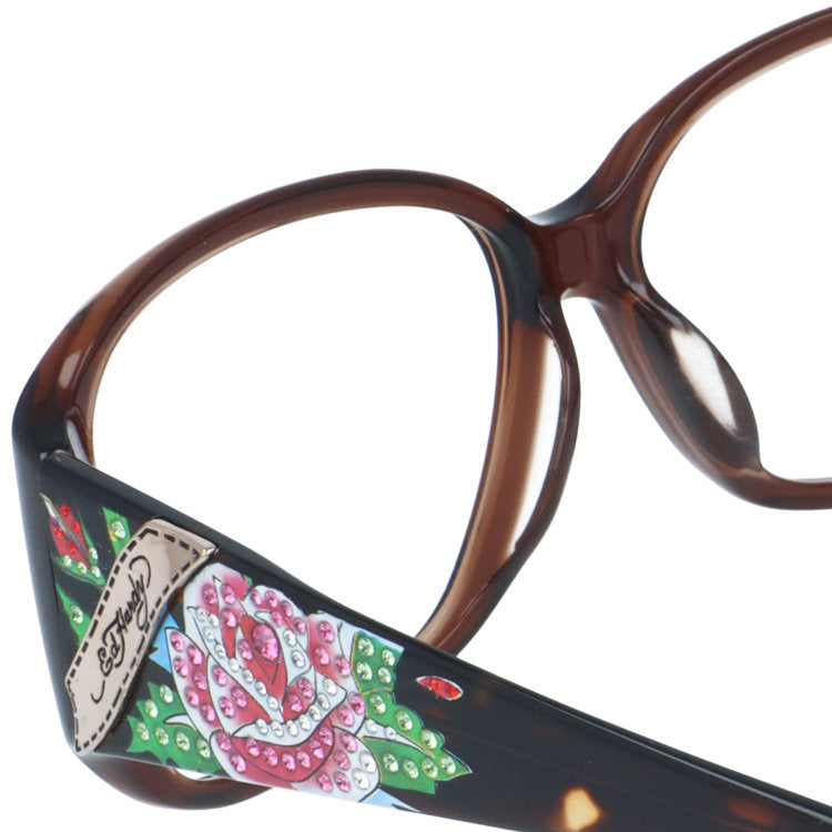 訳あり・フレームのみ エドハーディー サングラス (フレームのみ) アジアンフィット Ed Hardy ROSE BROWN HORN 60サイズ ウェリントン型 べっ甲柄 ユニセックス メンズ レディース