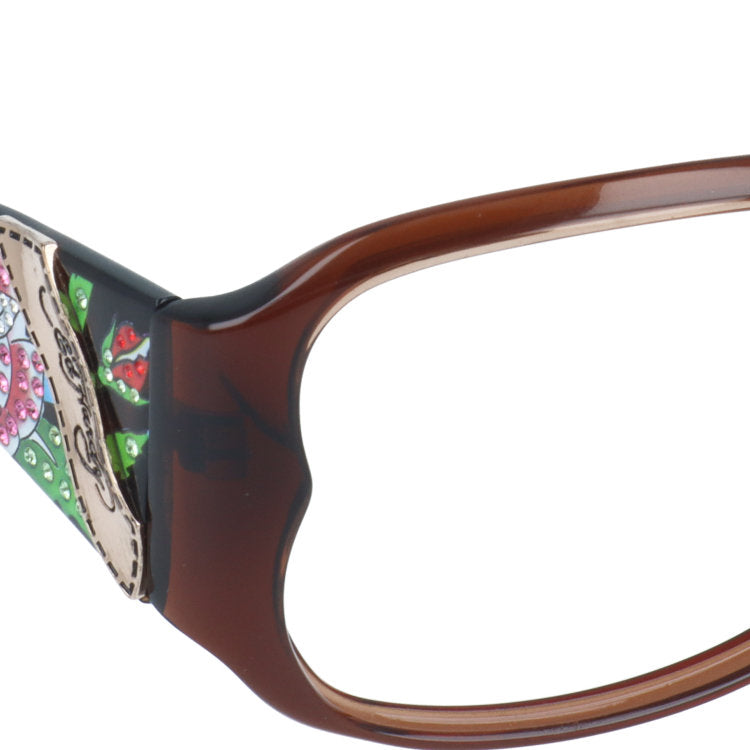 訳あり・フレームのみ エドハーディー サングラス (フレームのみ) アジアンフィット Ed Hardy ROSE BROWN HORN 60サイズ ウェリントン型 べっ甲柄 ユニセックス メンズ レディース