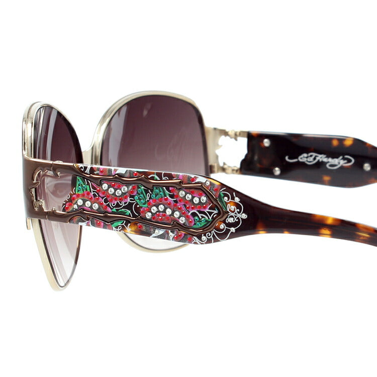 【訳あり】エドハーディー サングラス EdHardy TWO ROSE ブラウンゴールド/ブラウングラデーション レディース UVカット ラッピング無料