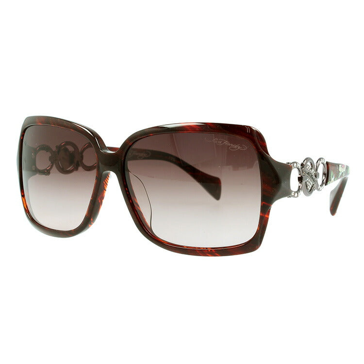【訳あり】エドハーディー サングラス EdHardy ROSES LONG STEM レッドホーン/ブラウングラデーション レディース UVカット ラッピング無料