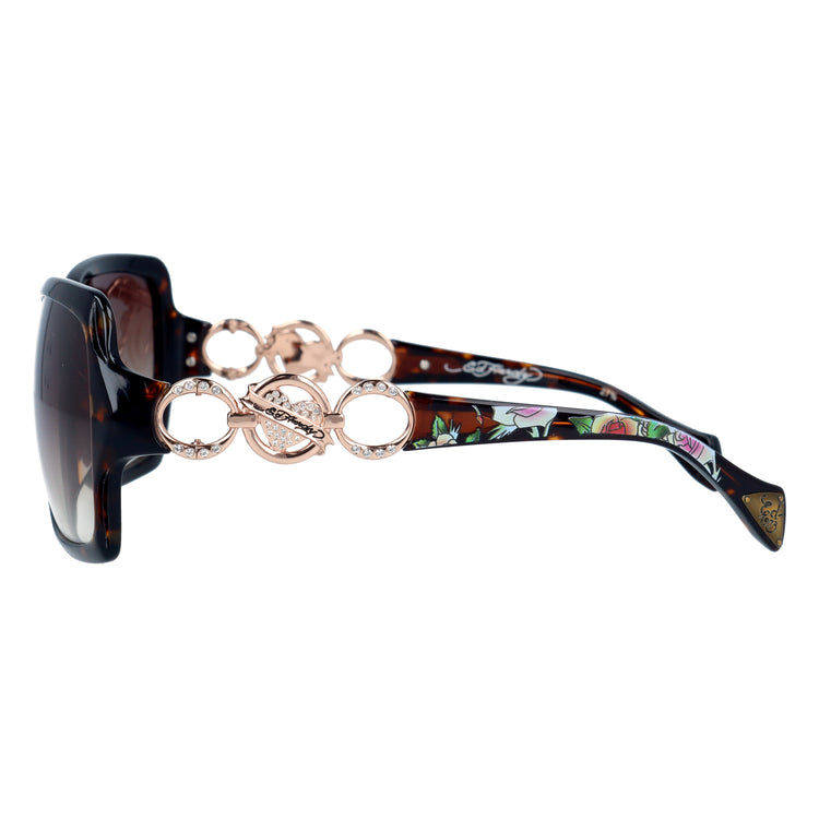 【訳あり】エドハーディー サングラス EdHardy ROSES LONG STEM ブラウンホーン/ブラウングラデーション レディース UVカット ラッピング無料