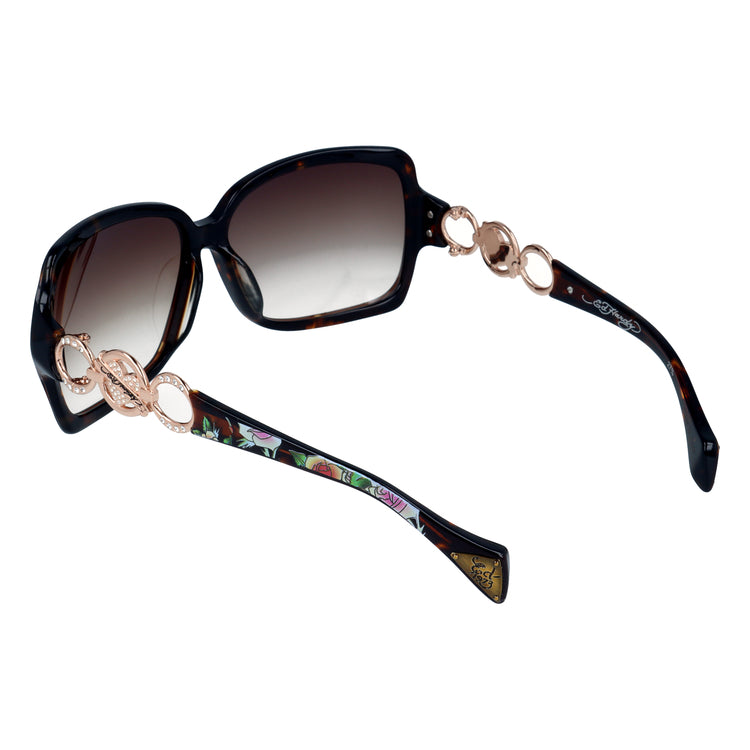 【訳あり】エドハーディー サングラス EdHardy ROSES LONG STEM ブラウンホーン/ブラウングラデーション レディース UVカット ラッピング無料