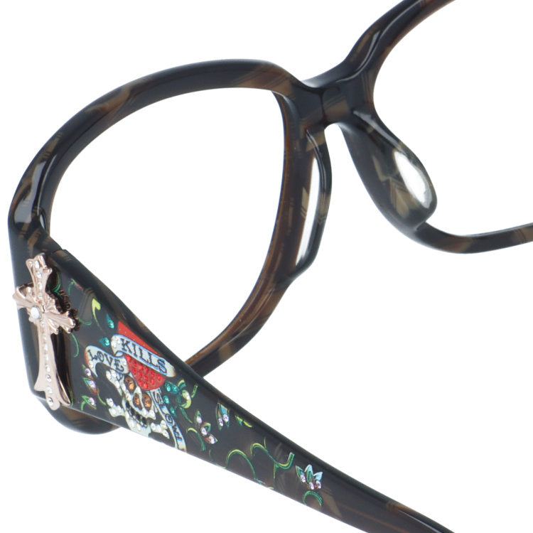 【訳あり・フレームのみ】 エドハーディー アジアンフィット Ed Hardy EHA.LOVE KILLS SLOWLY ラブキルズスローリー 58サイズ スクエア型 アウトレット品 ユニセックス メンズ レディース