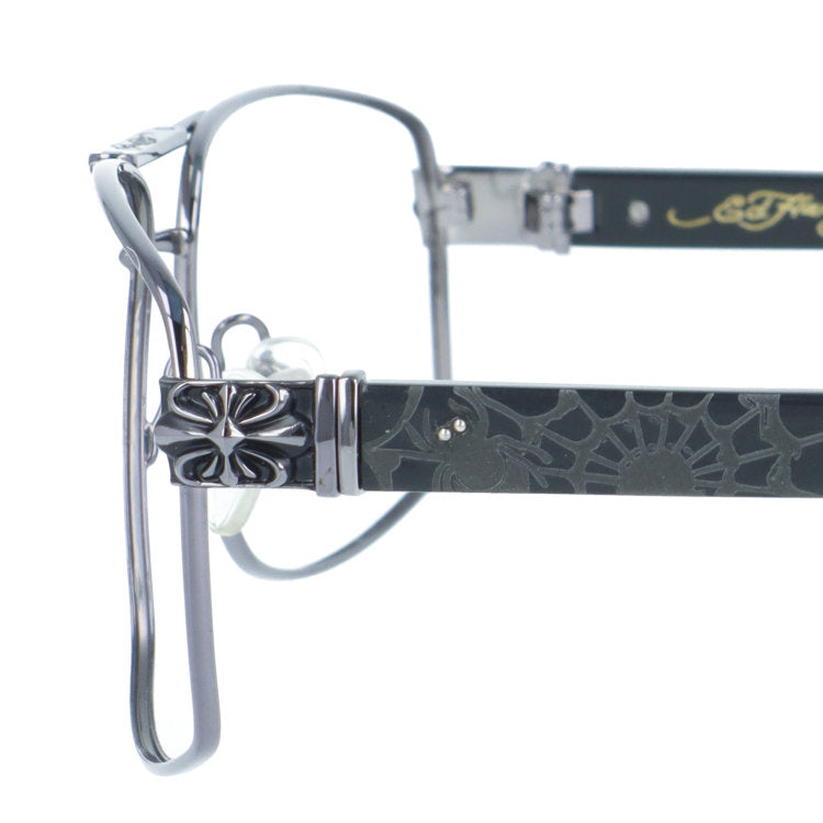 訳あり・フレームのみ エドハーディー サングラス Ed Hardy SPIDER WEB（GUN） 63サイズ スクエア型 アウトレット品 大きめサイズ ユニセックス メンズ レディース