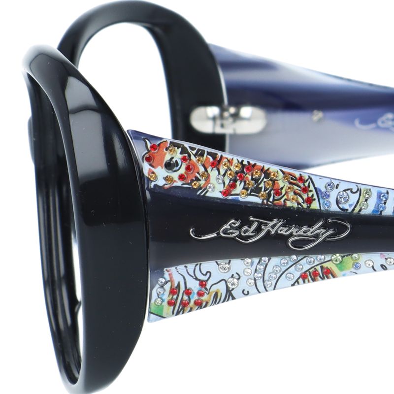 【訳あり・フレームのみ】エドハーディー フレームのみ アジアンフィット Ed Hardy KOI LEAPING BLACK 62サイズ バタフライ型 アウトレット品 ユニセックス メンズ レディース