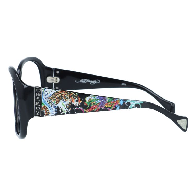 【訳あり・フレームのみ】エドハーディー フレームのみ アジアンフィット Ed Hardy KOI LEAPING＆DRAGON BLACK 61サイズ バタフライ型 アウトレット品 ユニセックス メンズ レディース
