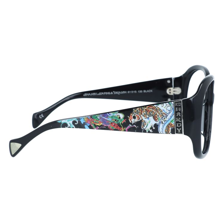 【訳あり・フレームのみ】エドハーディー フレームのみ アジアンフィット Ed Hardy KOI LEAPING＆DRAGON BLACK 61サイズ バタフライ型 アウトレット品 ユニセックス メンズ レディース