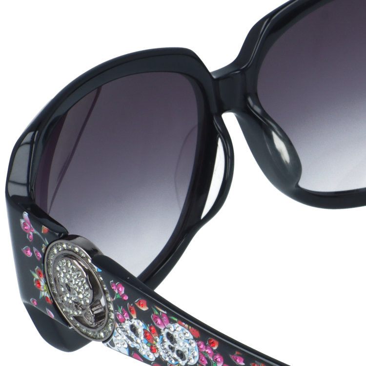 【訳あり】エドハーディー サングラス アジアンフィット Ed Hardy SKULL CHERRY（BLACK） 62サイズ バタフライ型 アウトレット品 ユニセックス メンズ レディース