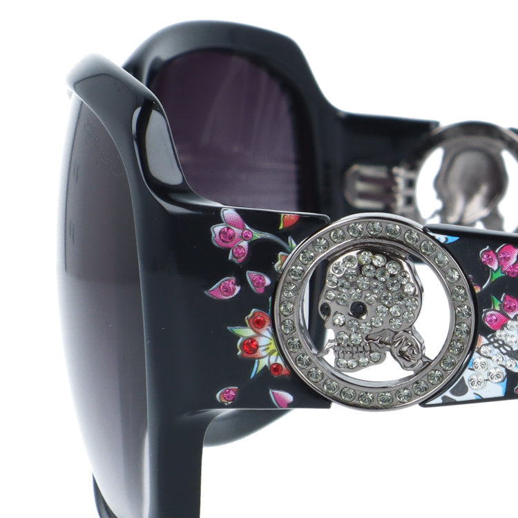 【訳あり】エドハーディー サングラス アジアンフィット Ed Hardy SKULL CHERRY（BLACK） 62サイズ バタフライ型 アウトレット品 ユニセックス メンズ レディース