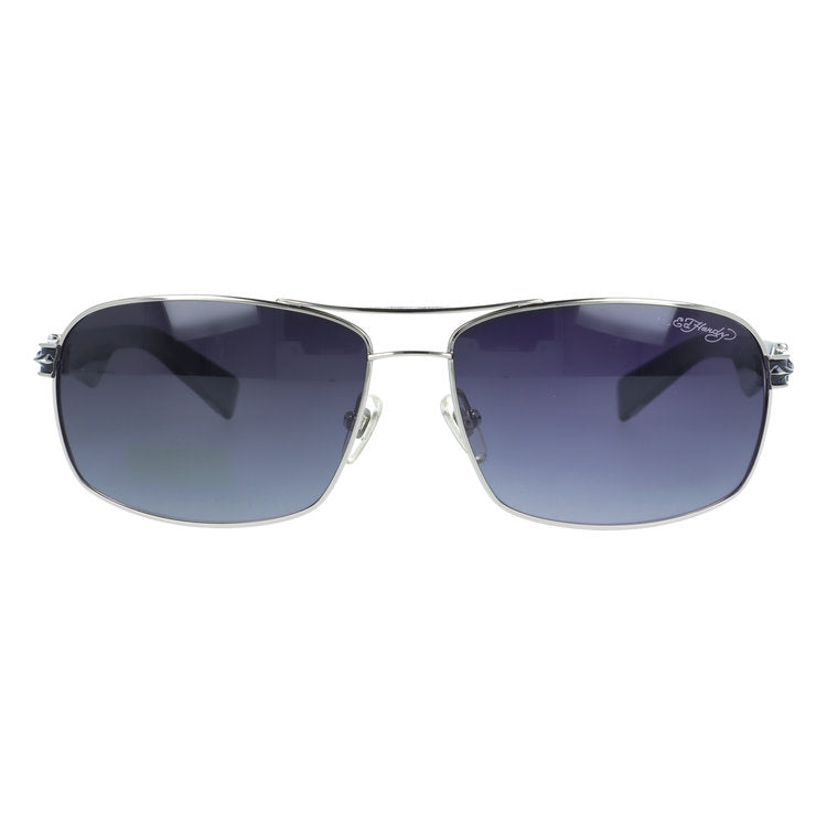 【訳あり】エドハーディー サングラス 偏光サングラス アジアンフィット Ed Hardy SKULL 2（SILVER） 62サイズ スクエア型 アウトレット品 ユニセックス メンズ レディース