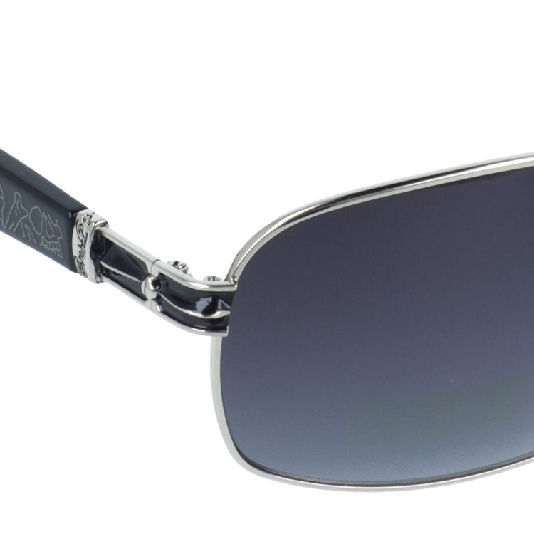 【訳あり】エドハーディー サングラス 偏光サングラス アジアンフィット Ed Hardy SKULL 2（SILVER） 62サイズ スクエア型 アウトレット品 ユニセックス メンズ レディース