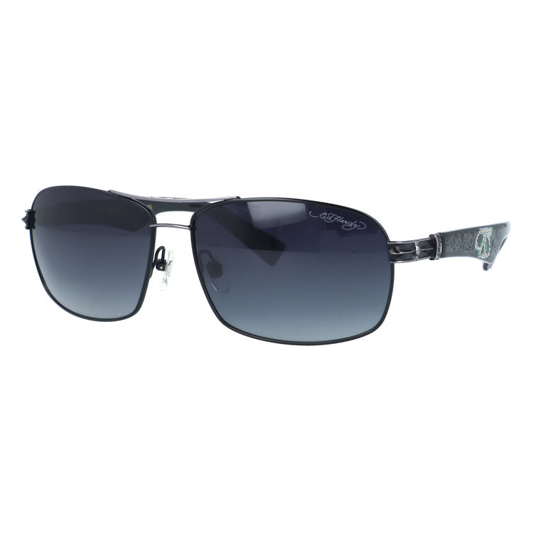 【訳あり】エドハーディー サングラス アジアンフィット Ed Hardy SKULL & ROSE 2（BLACK） 61サイズ バタフライ型 アウトレット品 ユニセックス メンズ レディース