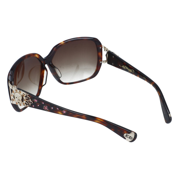 【訳あり】エドハーディー サングラス アジアンフィット Ed Hardy SKULL & ROSE 2（TORTOISE） 61サイズ バタフライ型 アウトレット品 ユニセックス メンズ レディース