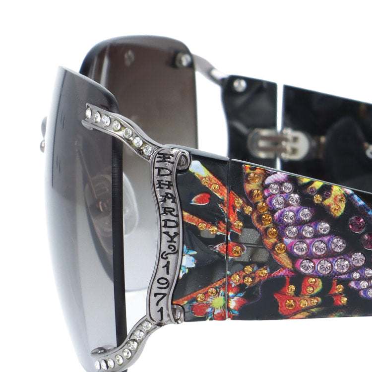 【訳あり】エドハーディー サングラス アジアンフィット Ed Hardy BUTTERFLY GIRL GUN 62サイズ バタフライ型 アウトレット品 ユニセックス メンズ レディース