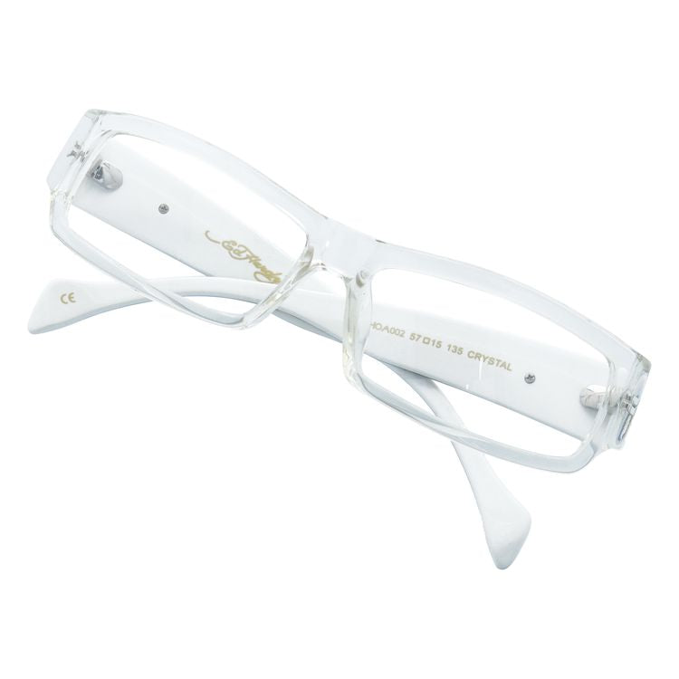【訳あり】エドハーディー EdHardy メガネ フレーム 眼鏡 度付き 度なし 伊達 EHOA002 2 CRYSTAL クリスタル スクエア型 メンズ レディース UVカット 紫外線 ラッピング無料
