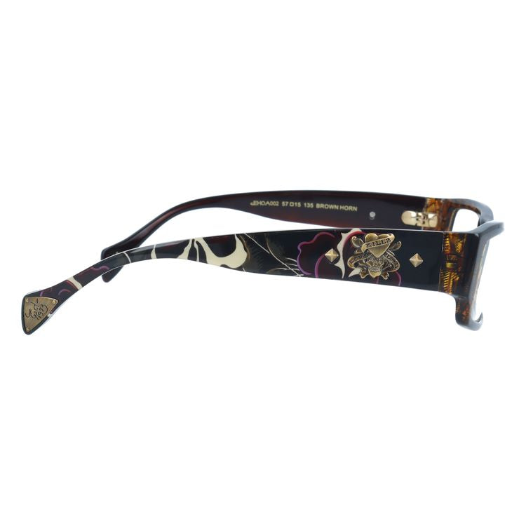 【訳あり】エドハーディー EdHardy メガネ フレーム 眼鏡 度付き 度なし 伊達 EHOA002 3 BROWN HORN ブラウンホーン スクエア型 メンズ レディース UVカット 紫外線 ラッピング無料