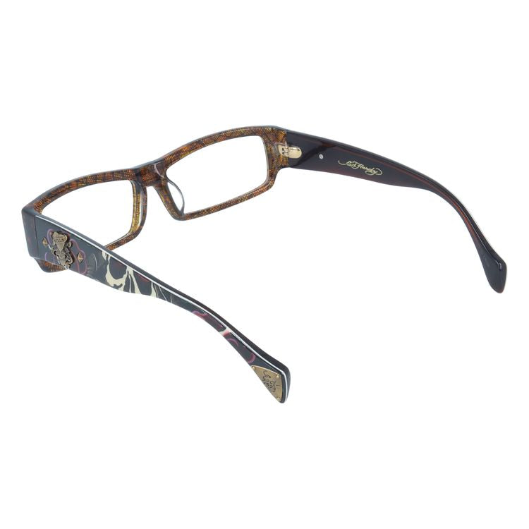 【訳あり】エドハーディー EdHardy メガネ フレーム 眼鏡 度付き 度なし 伊達 EHOA002 3 BROWN HORN ブラウンホーン スクエア型 メンズ レディース UVカット 紫外線 ラッピング無料