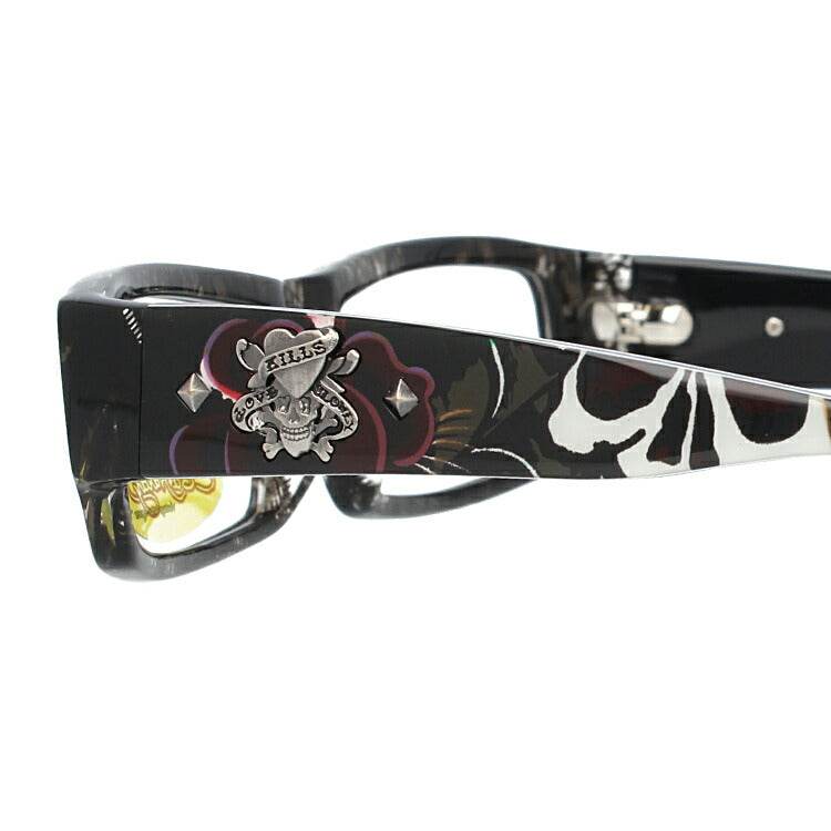 【訳あり】エドハーディー EdHardy メガネ フレーム 眼鏡 度付き 度なし 伊達 EHOA002 4 GREY HORN グレイホーン スクエア型 メンズ レディース UVカット 紫外線 ラッピング無料